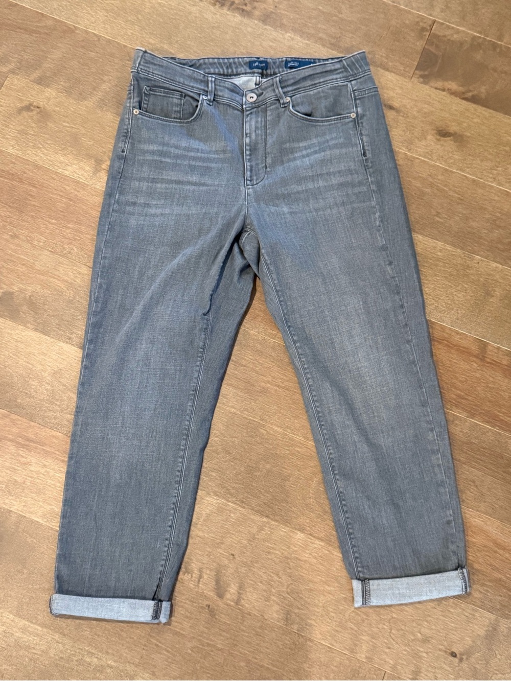 J Jill Denim High Rise Straight Leg Jeans Womens 16 Petite Gray Wash Cuffed